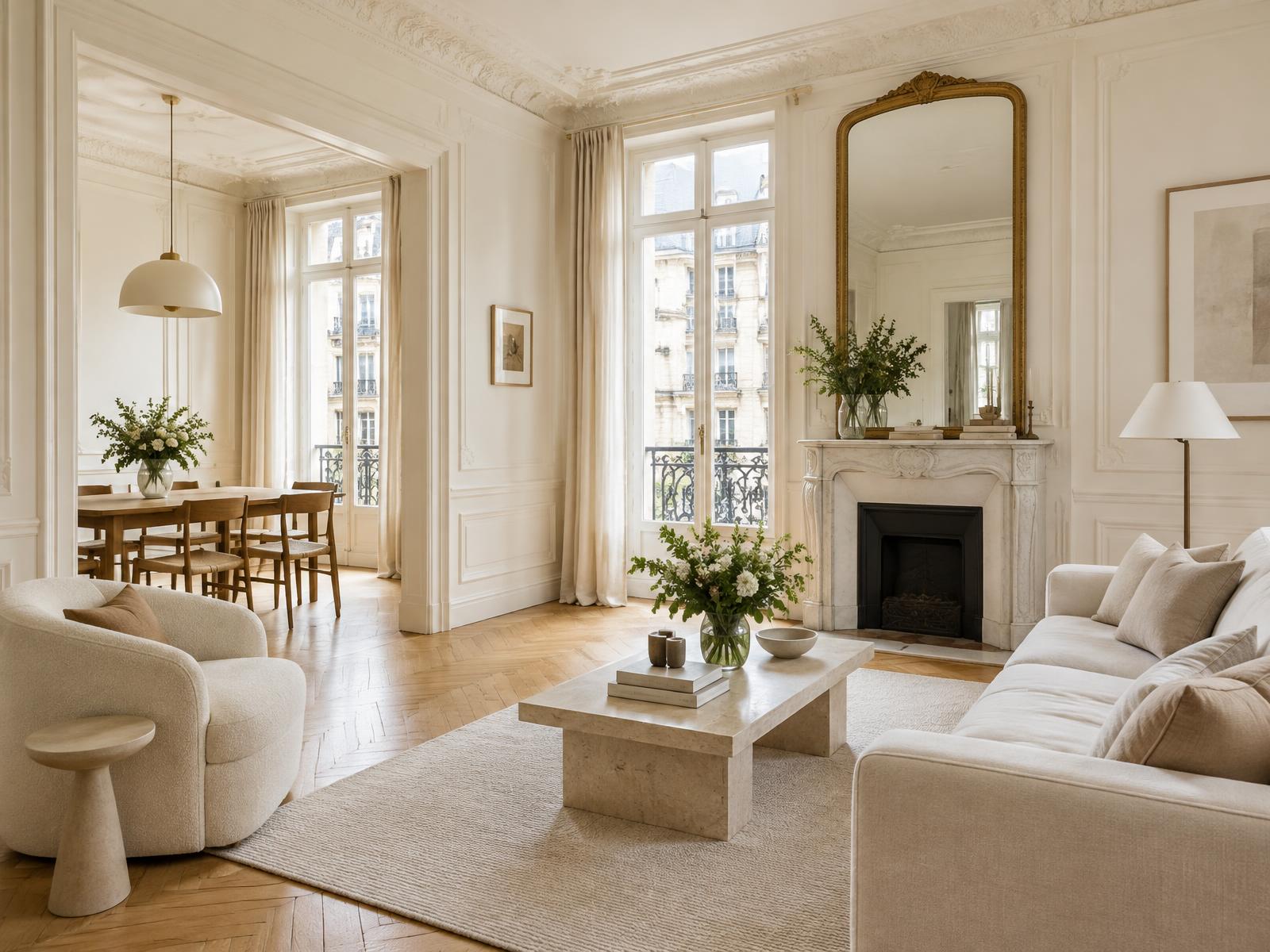 Séjour lumineux d'un appartement mis en vente